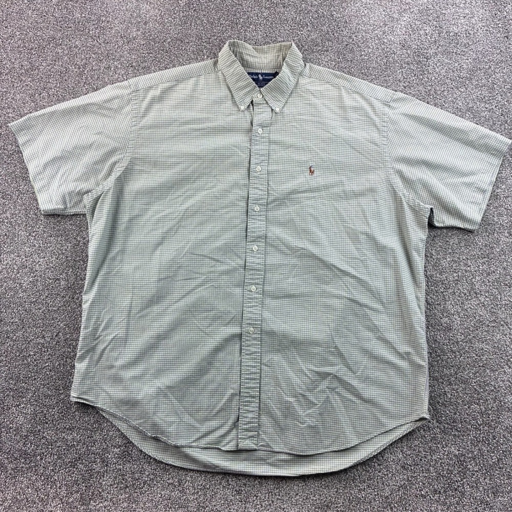 Vintage Polo Ralph Lauren Blake Shirt Mens 2XL Green Cotton Gingham Button Down